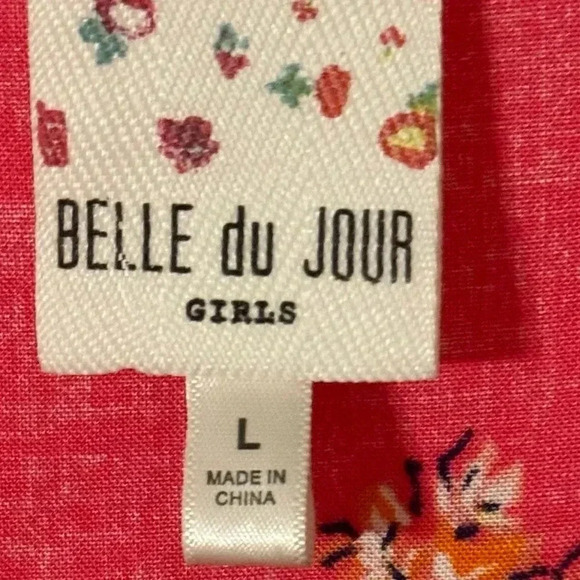 Belle du Jour Girls' Red Floral Print Blouse Teens Top - Picture 3 of 4